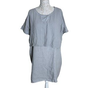 100% Lin Blanc Linen Sleeveless Dress and Cropped topper Lagenlook size 16